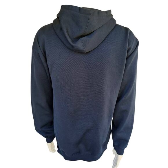 Vintage Split Pullover Hoodie Navy Blue Logo Spellout Men’s XL Skate Surf Y2K - Picture 3 of 7